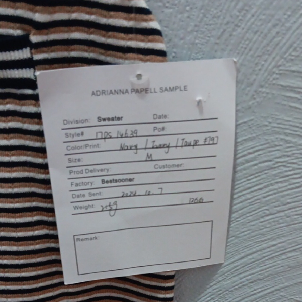Adrianna Papell Navy and Cream Striped Pencil Skirt - Picture 2 of 5